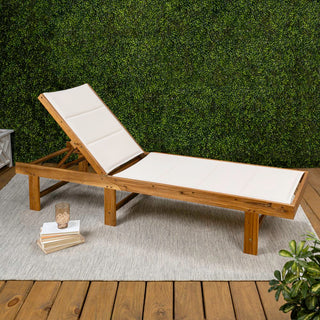 Lagunan 77.17"x26.38" Modern Minimalist Foldable Adjustable Wood Chaise Outdoor Lounge Chair