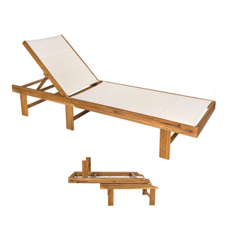Lagunan 77.17"x26.38" Modern Minimalist Foldable Adjustable Wood Chaise Outdoor Lounge Chair