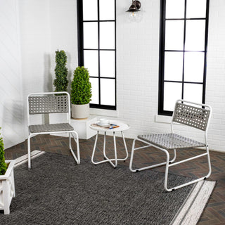 Freja 3-Piece Mid-Century Modern Faux Rattan Conversation Outdoor Patio Set - JONATHAN Y