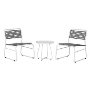 Freja 3-Piece Mid-Century Modern Faux Rattan Conversation Outdoor Patio Set - JONATHAN Y