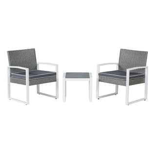 Selby 3-Piece Modern Coastal Faux Wicker Conversation Outdoor Patio Set - JONATHAN Y