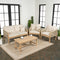 Tavira 4-Piece Modern Bohemian Acacia Wood Outdoor Patio Set with Cushions and Plain Decorative Pillows