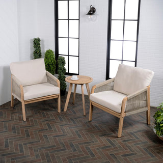 Aveiro 3-Piece Modern Bohemian Roped Acacia Wood Conversation Outdoor Patio Set with Cushions - JONATHAN Y