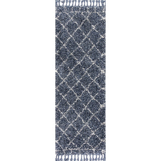 Mercer Shag Plush Tassel Moroccan Geometric Trellis Area Rug