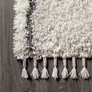 Mercer Shag Plush Tassel Moroccan Geometric Trellis Area Rug