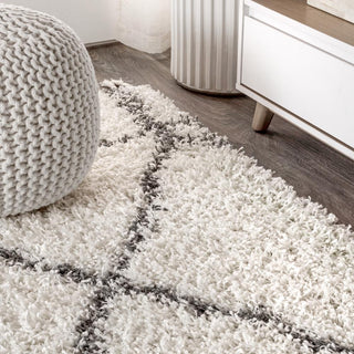 Mercer Shag Plush Tassel Moroccan Geometric Trellis Area Rug