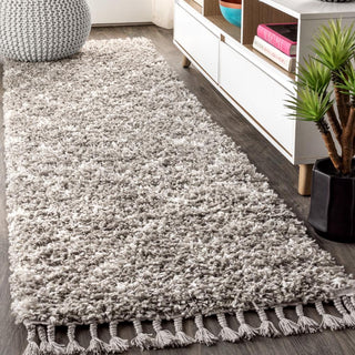 Mercer Shag Plush Tassel Moroccan Geometric Trellis Area Rug