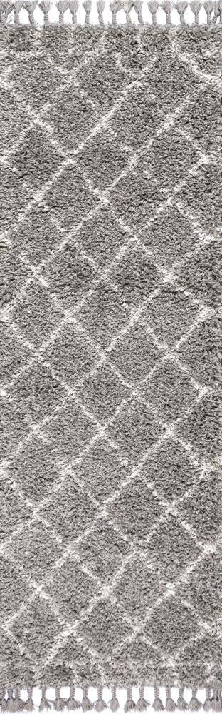 Mercer Shag Plush Tassel Moroccan Geometric Trellis Area Rug