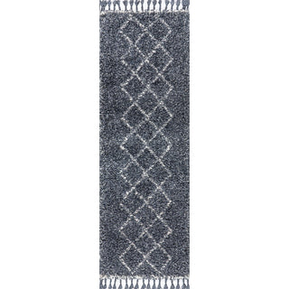 Beautiful mercer Shag Plush Tassel Moroccan Tribal Geometric Trellis Area Rug