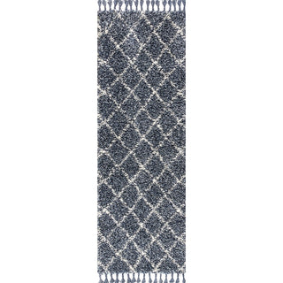Gabrielle mercer Shag Plush Tassel Moroccan Geometric Trellis Area Rug