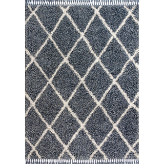 Gabrielle mercer Shag Plush Tassel Moroccan Geometric Trellis Area Rug