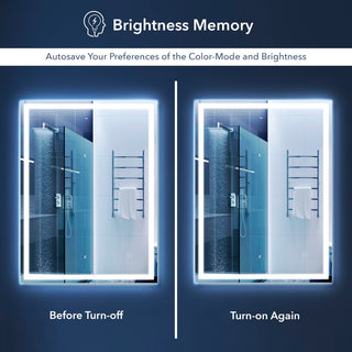 Pax Rectangular Frameless Anti-Fog Aluminum Front/Back-lit Tri-color LED Bathroom Vanity Mirror with Smart Touch Control