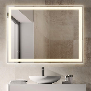 Pax Rectangular Frameless Anti-Fog Aluminum Front/Back-lit Tri-color LED Bathroom Vanity Mirror with Smart Touch Control - JONATHAN Y