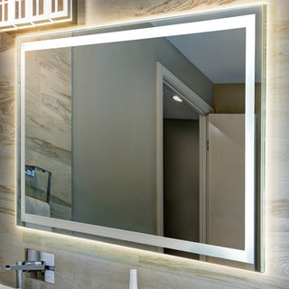Pax Rectangular Frameless Anti-Fog Aluminum Front/Back-lit Tri-color LED Bathroom Vanity Mirror with Smart Touch Control - JONATHAN Y