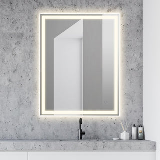 Pax Rectangular Frameless Anti-Fog Aluminum Front/Back-lit Tri-color LED Bathroom Vanity Mirror with Smart Touch Control - JONATHAN Y