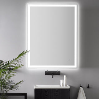 Pax Rectangular Frameless Anti-Fog Aluminum Front/Back-lit Tri-color LED Bathroom Vanity Mirror with Smart Touch Control - JONATHAN Y