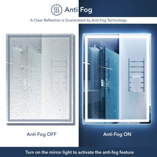 Pax Rectangular Frameless Anti-Fog Aluminum Front/Back-lit Tri-color LED Bathroom Vanity Mirror with Smart Touch Control
