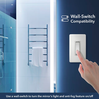 Pax Rectangular Frameless Anti-Fog Aluminum Front/Back-lit Tri-color LED Bathroom Vanity Mirror with Smart Touch Control