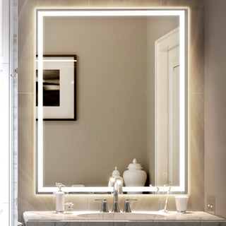 Pax Rectangular Frameless Anti-Fog Aluminum Front/Back-lit Tri-color LED Bathroom Vanity Mirror with Smart Touch Control - JONATHAN Y