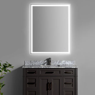 Pax Rectangular Frameless Anti-Fog Aluminum Front/Back-lit Tri-color LED Bathroom Vanity Mirror with Smart Touch Control - JONATHAN Y
