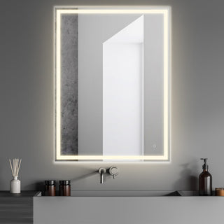 Pax Rectangular Frameless Anti-Fog Aluminum Front/Back-lit Tri-color LED Bathroom Vanity Mirror with Smart Touch Control
