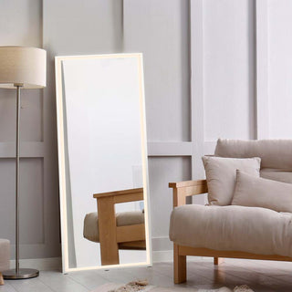 Soraya Full-length Rectangular Frameless Anti-Fog Plug-in/Hardwire Aluminum Front-lit Tri-color LED Freestand/Hang Mirror with Smart Touch Control - JONATHAN Y