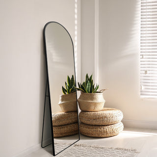 Adrian 16 in. W x 59 in. H Large Arched Metal Framed Floor Full-Length Mirror - JONATHAN Y