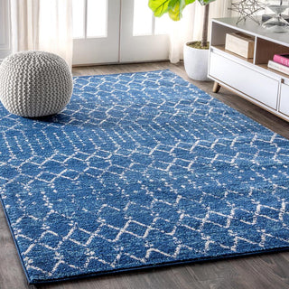 Moroccan Hype Boho Vintage Diamond Area Rug Blue/White - JONATHAN Y