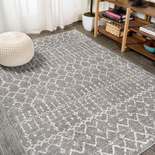 Moroccan Hype Boho Vintage Diamond Area Rug Gray/Ivory