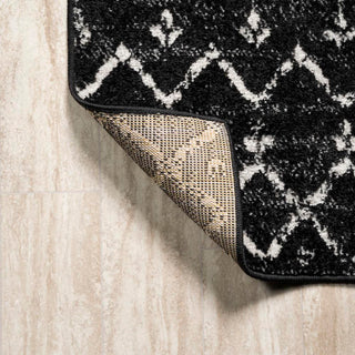 Moroccan Hype Boho Vintage Diamond Area Rug Black/Ivory - JONATHAN Y