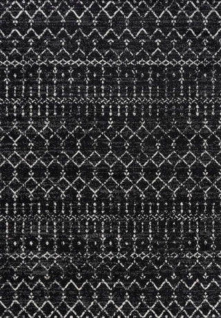 Moroccan Hype Boho Vintage Diamond Area Rug Black/Ivory - JONATHAN Y