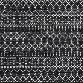 Moroccan Hype Boho Vintage Diamond Area Rug Black/Ivory
