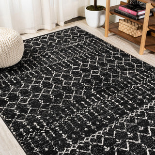 Moroccan Hype Boho Vintage Diamond Area Rug Black/Ivory