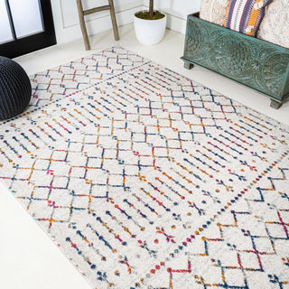 Moroccan Hype Boho Vintage Diamond Area Rug Cream/Multi