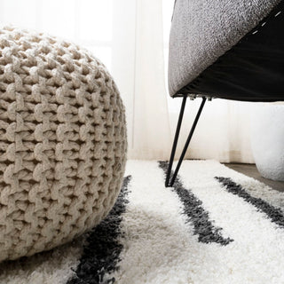 Alaro Berber Stripe Shag Area Rug