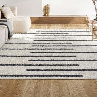 Alaro Berber Stripe Shag Area Rug