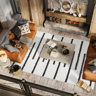 Alaro Berber Stripe Shag Area Rug