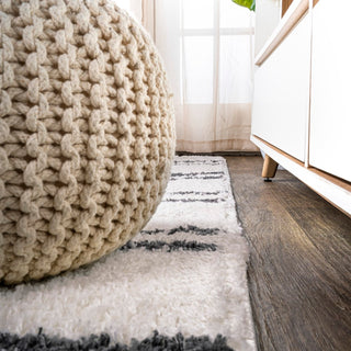 Petra Stripe Geometric Shag Area Rug