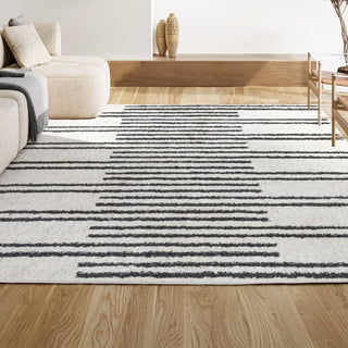 Petra Stripe Geometric Shag Area Rug