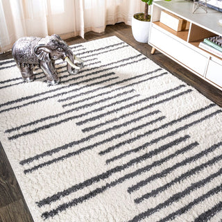 Petra Stripe Geometric Shag Area Rug