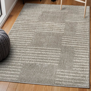 Petra Abstract Stripe Geometric Shag Area Rug