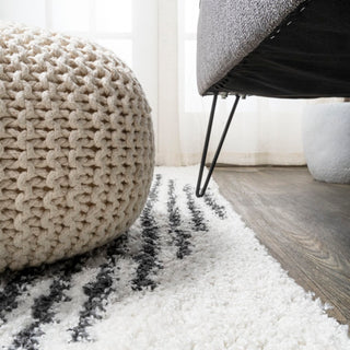 Elm Diamond Stripe Geometric Shag Area Rug