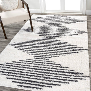 Elm Diamond Stripe Geometric Shag Area Rug