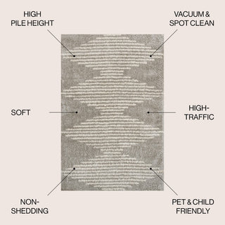 Elm Diamond Stripe Geometric Shag Area Rug