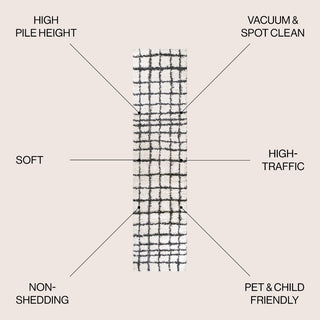 Arenal Geometric Grid Shag Area Rug
