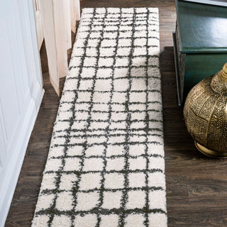 Arenal Geometric Grid Shag Area Rug