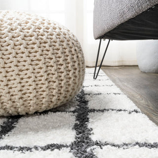 Arenal Geometric Grid Shag Area Rug