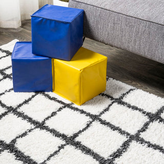 Arenal Geometric Grid Shag Area Rug