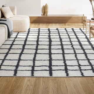 Arenal Geometric Grid Shag Area Rug