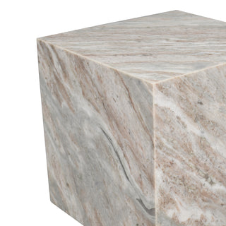 Felix 15" Contemporary Natural Marble Handmade Cube End Table - JONATHAN Y